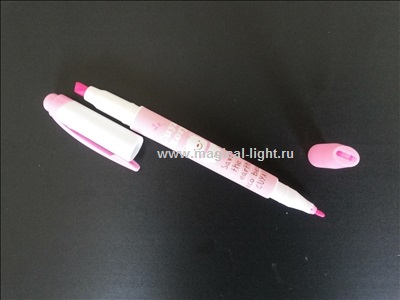Флуоресцентный маркер 2-х сторонний розовый  (Фм4/1роз)